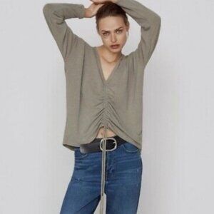 ZARA Cinched Front V-Neck Sweater - S